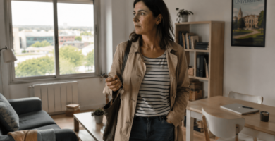 Mujer reflexionando antes de vender un piso que compró para alquilar.