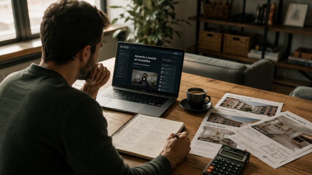 Persona analizando una formación inmobiliaria antes de decidir si comprarla.