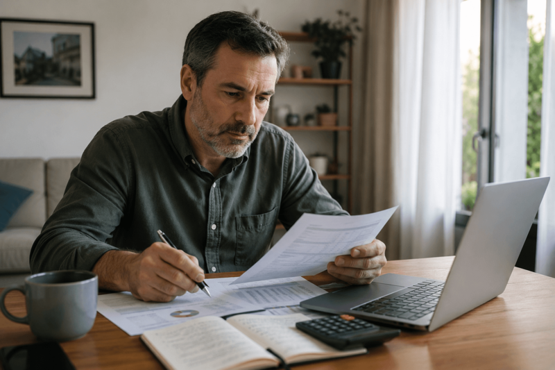 Comprador preparando la financiación de una vivienda antes de la escritura.