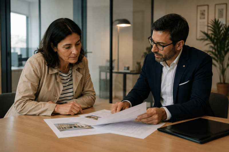 Reunión para vender una vivienda adquirida como inversión.